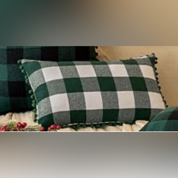 Pillow Cases w/Pom-poms Decor Throw Pillow Covers Set of 2 for Sofa Couch 12x20 - Picture 2 of 4